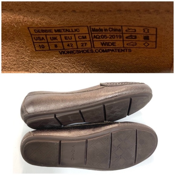 Vionic Debbie Leather Slip on Driving Flats Loafer Metallic Brown AQ-05 Size 10 - Picture 11 of 13